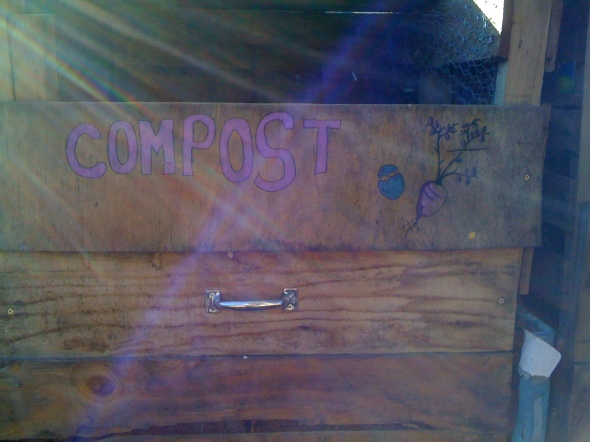 the newly decorated compost bin